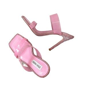 Steve Madden Pending Embellished Translucent Strap Stiletto Sandal
